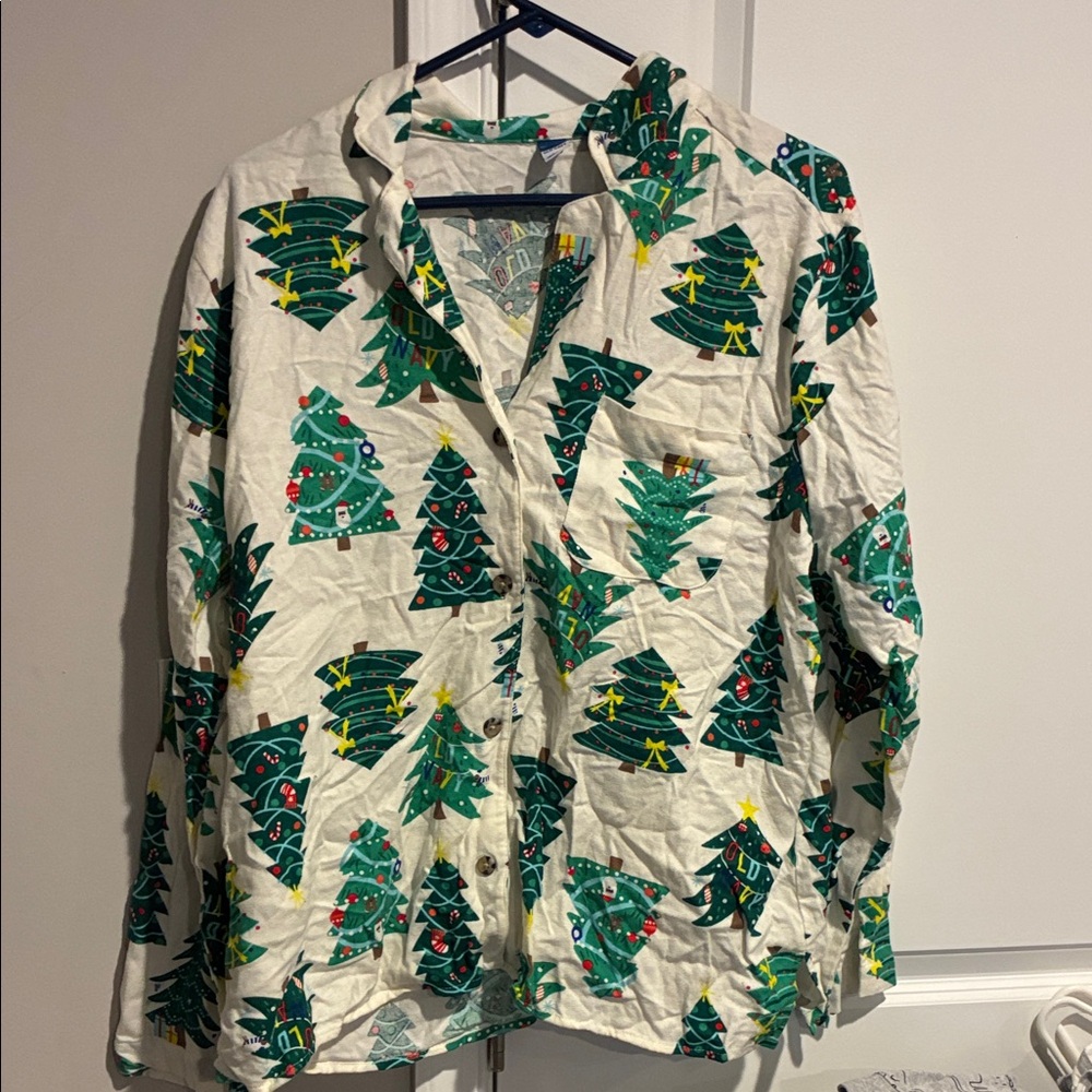 Old Navy Festive Tree Print Pajama Shirt
